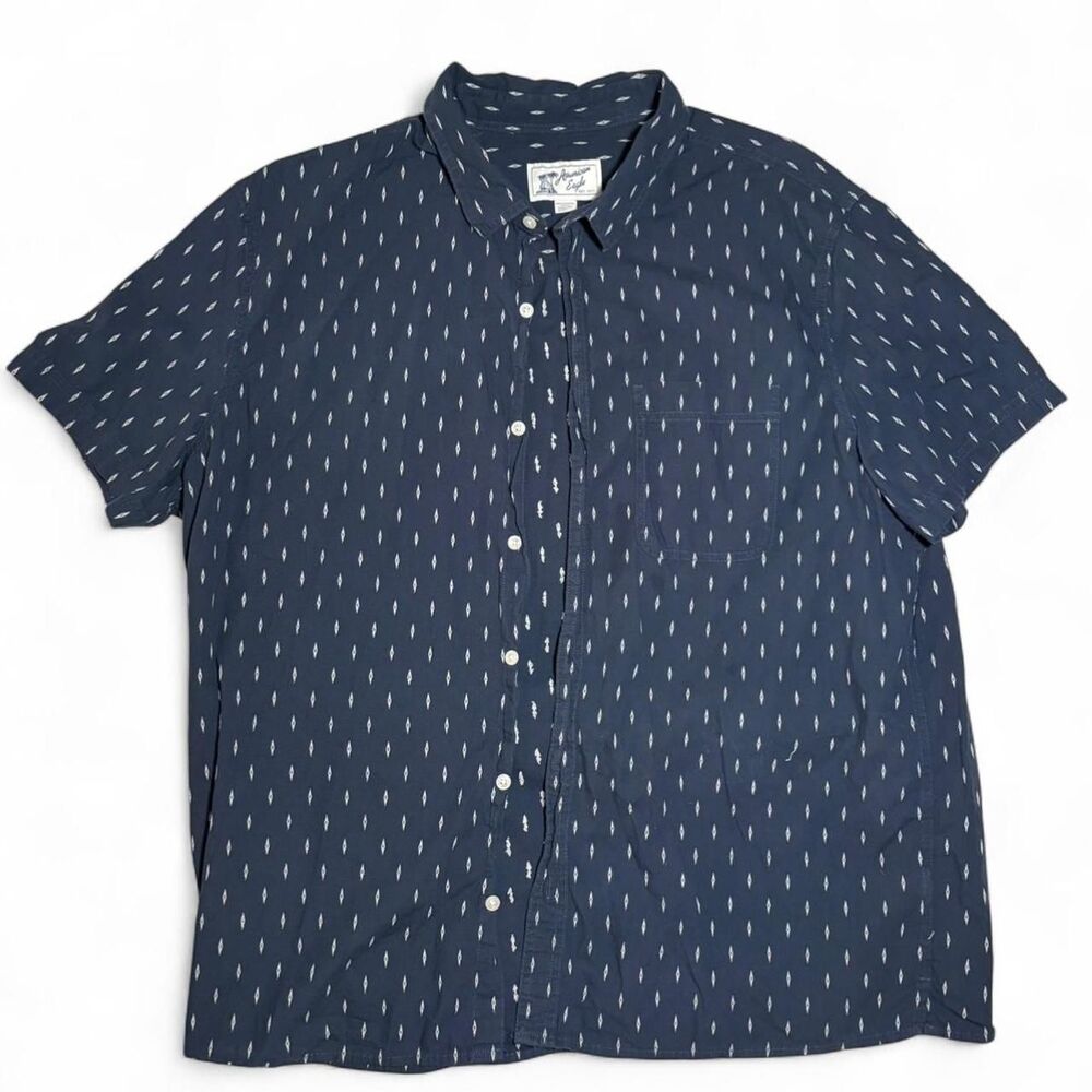 American Eagle Men's Short Sleeve Button Up XXL Blue Micro Print Shirt